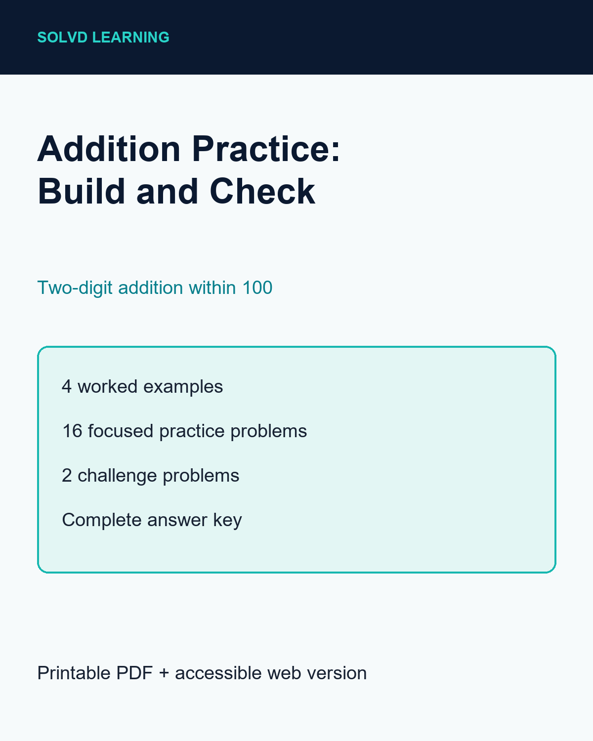 Addition Practice: Build and Check cover